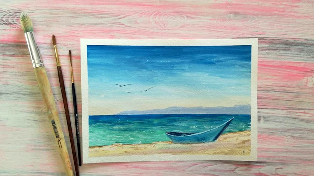Море рисунок гуашью