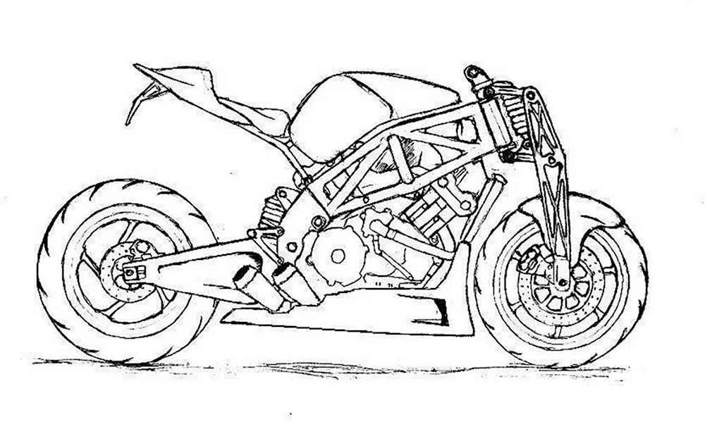Мотоцикл схематично рисунок