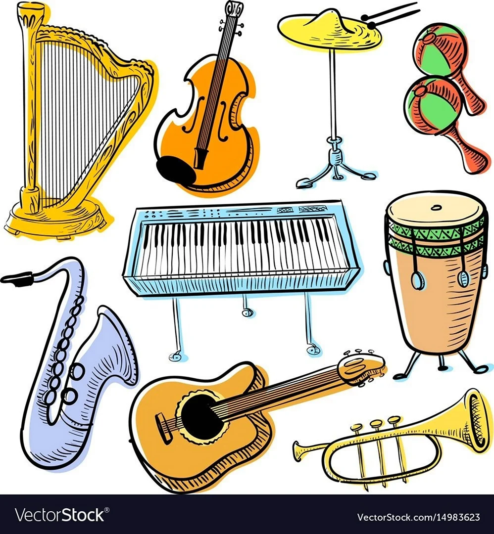 Музыкальные инструменты рисунки