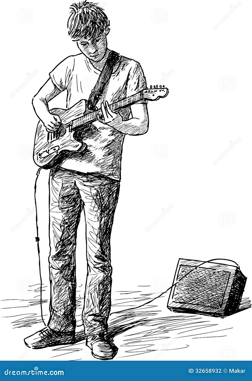 Набросок человека с гитарой