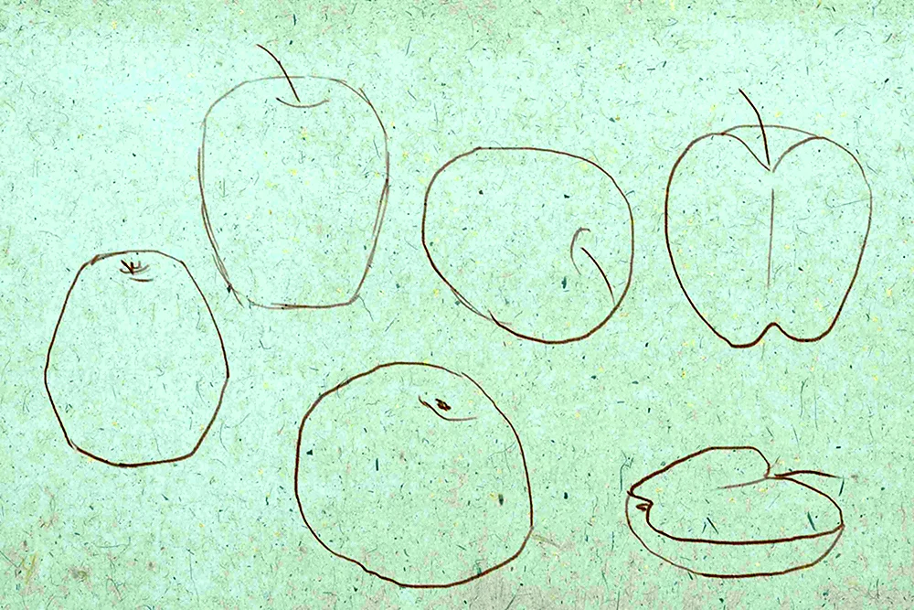 Надкусанное яблоко рисунок карандашом