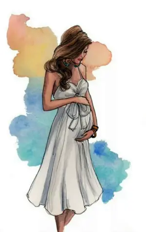 Нарисованная беременная девушка