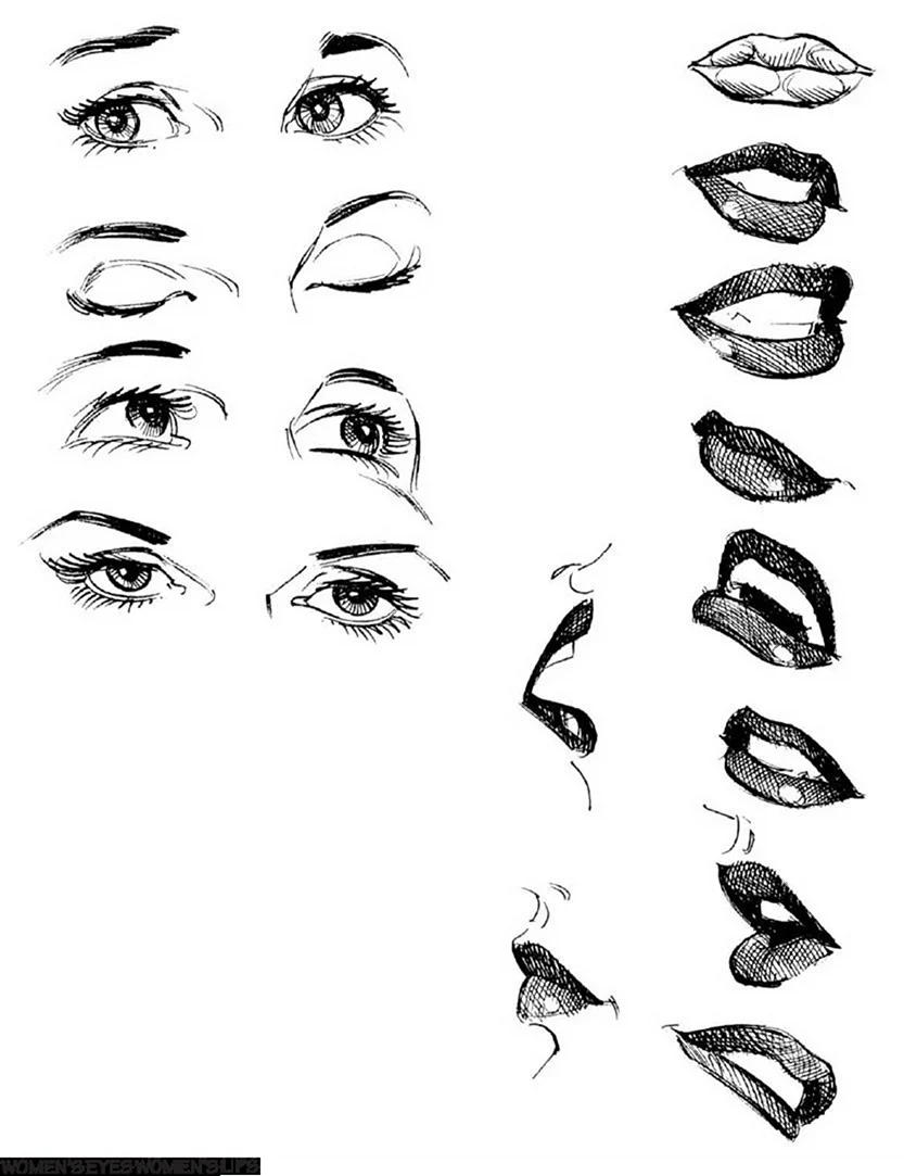 Нарисованные глаза и губы