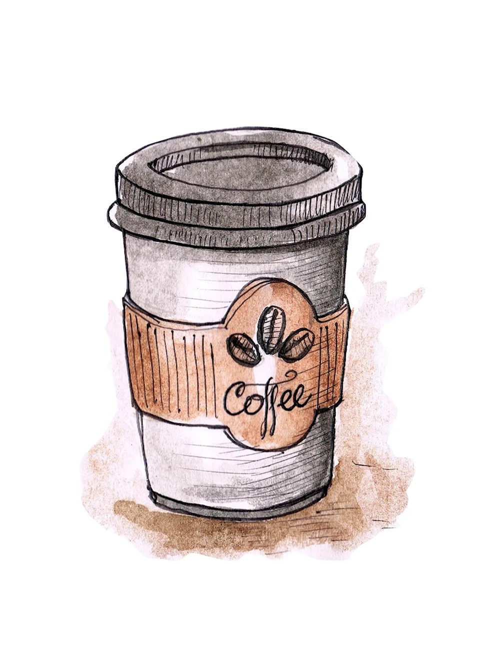 Нарисованный стаканчик кофе