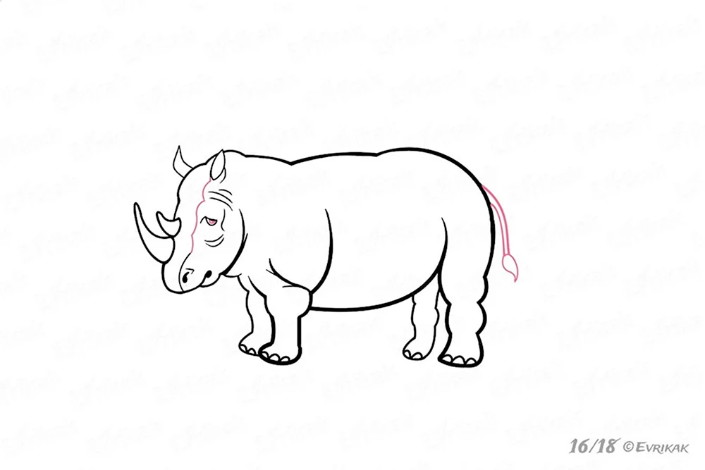 Нарисовать бегемота и носорога
