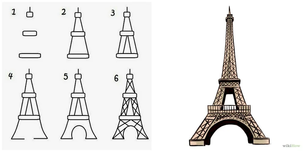 Нарисовать Эйфелеву башню карандашом легко