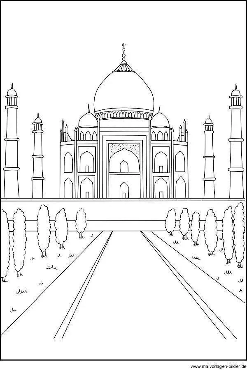 Нарисовать храм Тадж Махал в Индии