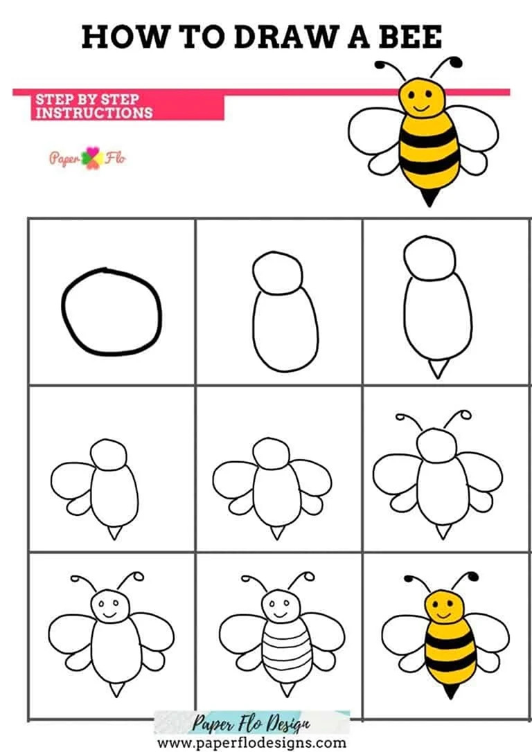 Нарисовать пчелу поэтапно для детей