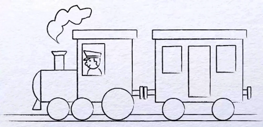 Нарисовать поезд сбоку ребенку 7 лет