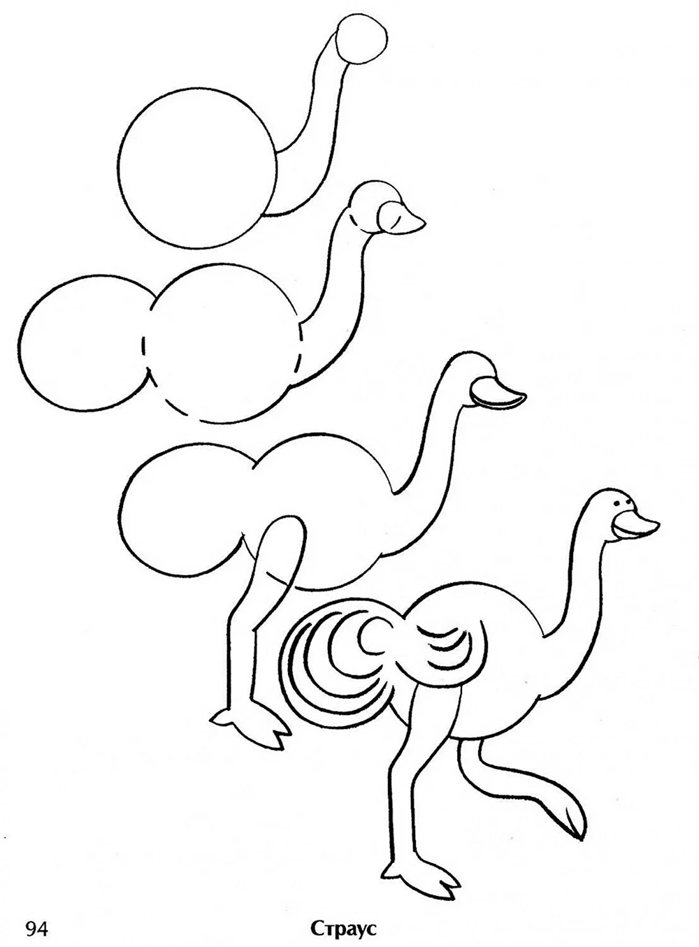 Нарисовать страуса