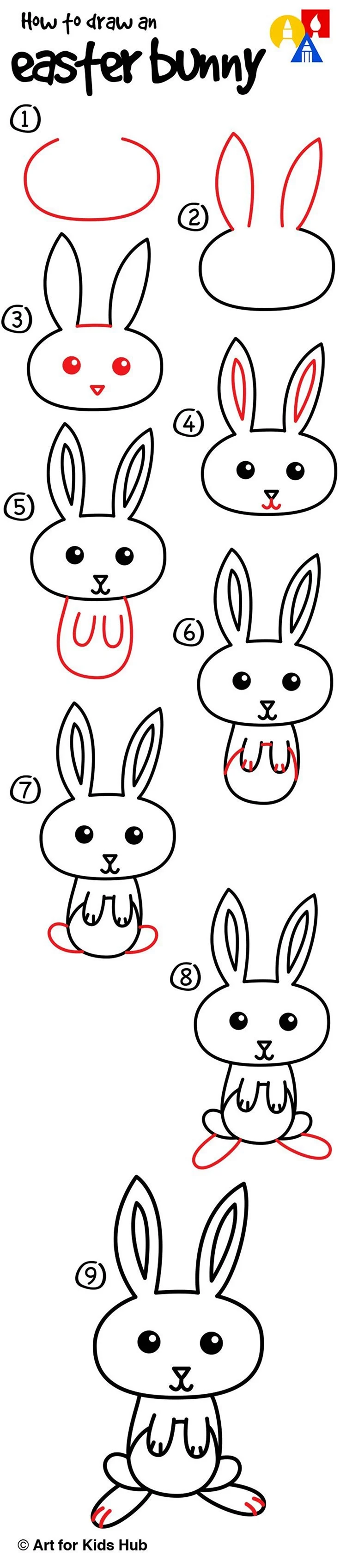 Нарисовать зайца поэтапно для детей
