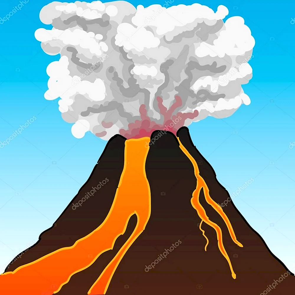 Нарисуй извержение вулкана