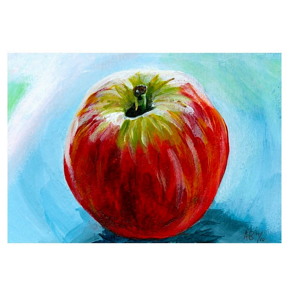 Натюрморт яблоко красками