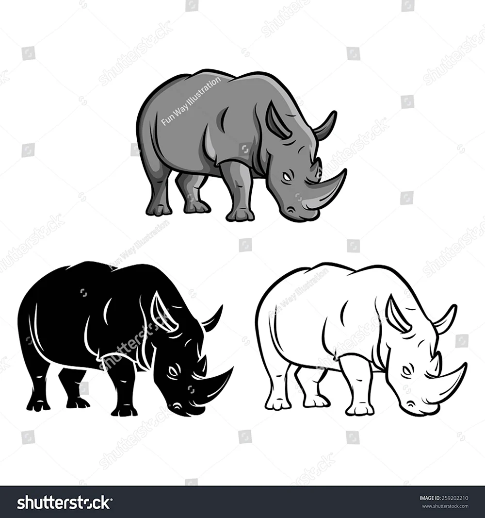 Носорог карандашом для детей
