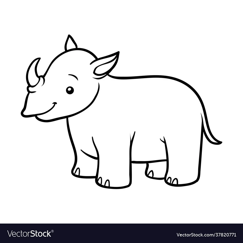 Носорог рисунок для детей карандашом