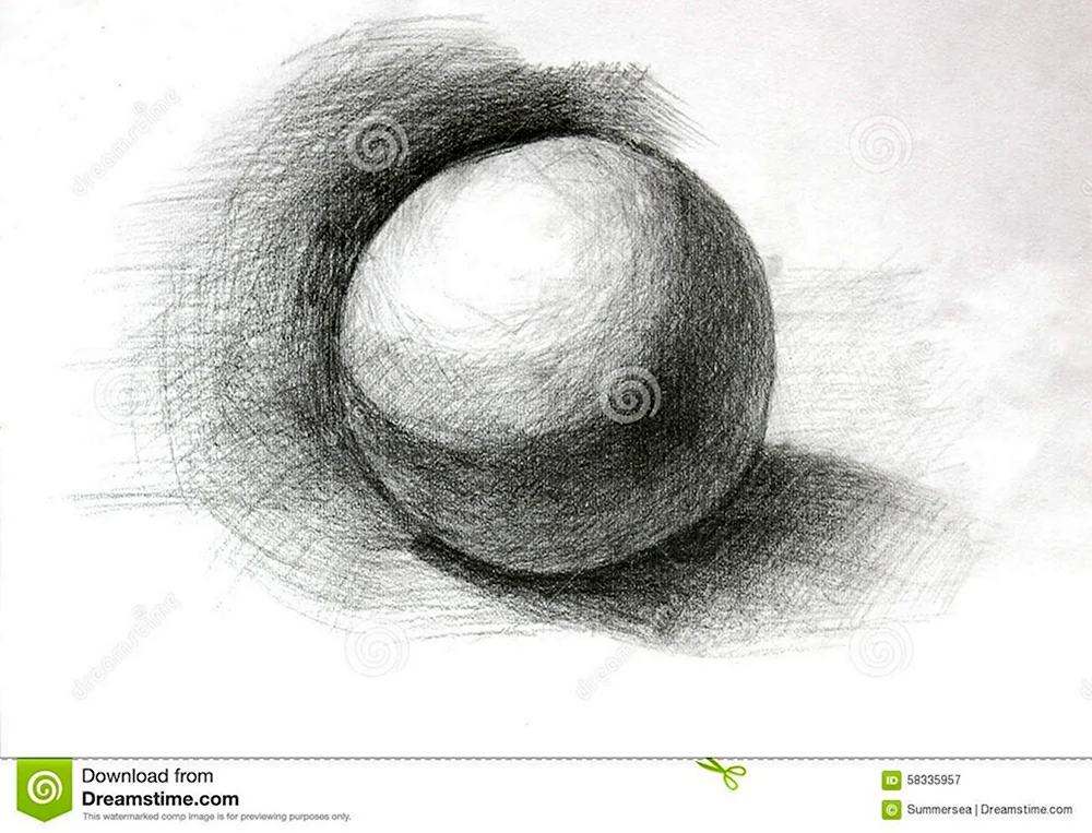 Объемный круг карандашом