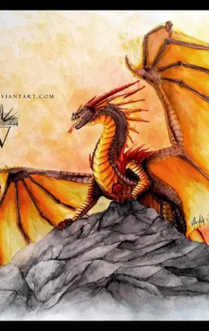 Огненный дракон карандашом