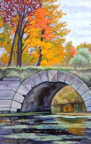 Осенний пейзаж с мостиком
