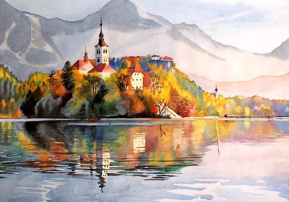 Озеро Блед Словения на картинах художников