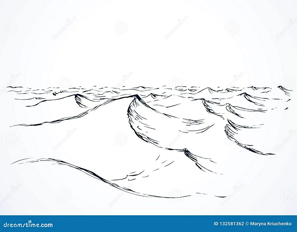 Озеро мелкие волны вектор рисунок с карандашом