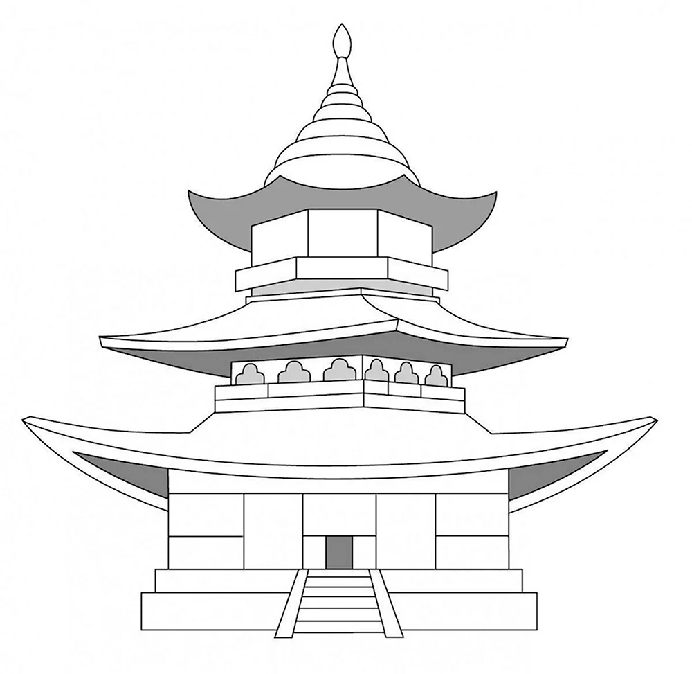 Пагода китайская архитектура карандашом