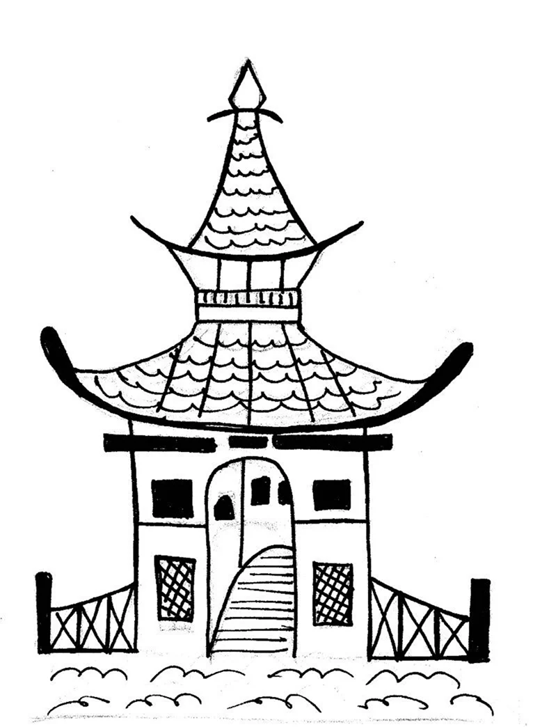 Пагода китайская архитектура рисунок