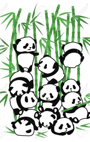 Панда карандашом с бамбуком