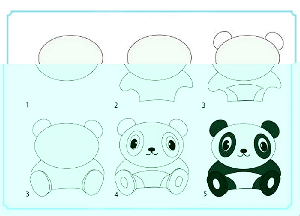 Панда пошагово рисунок для детей