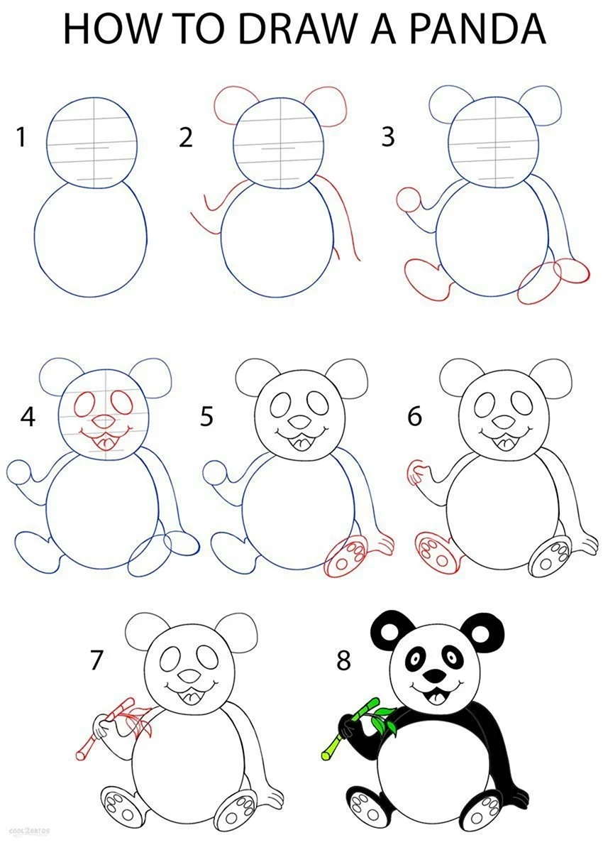 Панда пошаговое рисование для детей