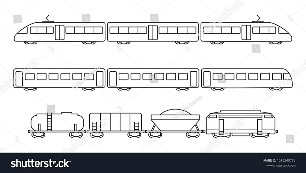 Пассажирский поезд рисунок сбоку