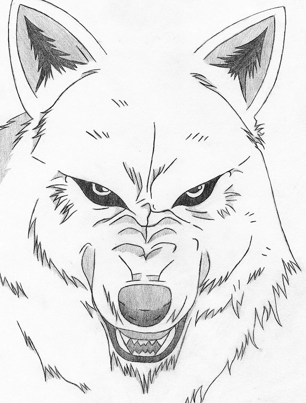 Пасть волка карандашом