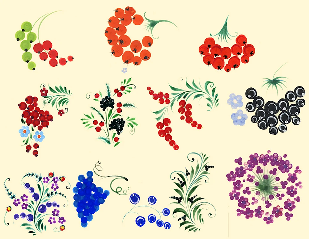 Петриковская роспись ягоды