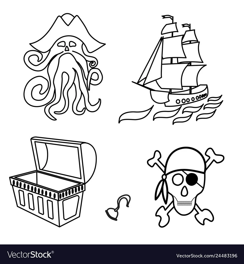 Пиратские символы раскраска