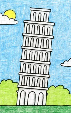 Пизанская башня рисунок для детей