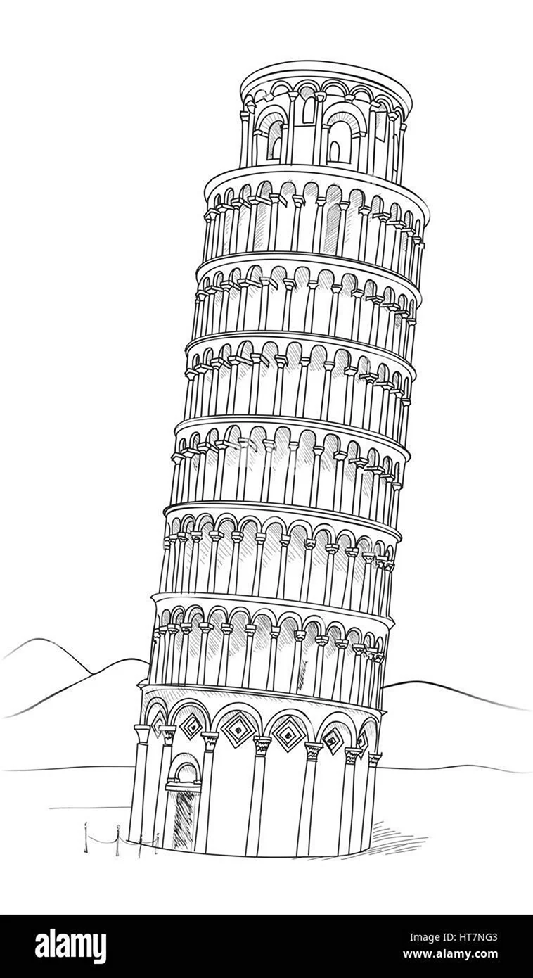 Пизанская башня рисунок легкий