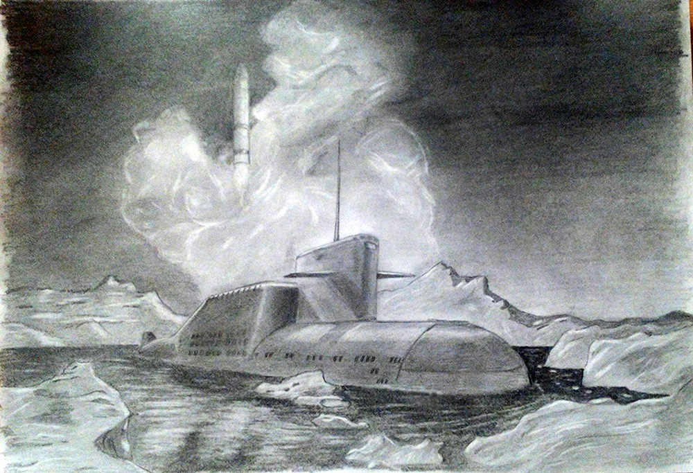 Подводная лодка карандашом