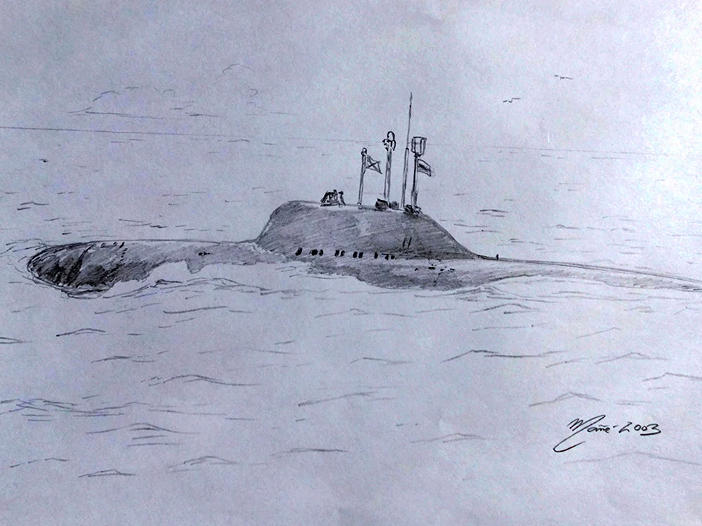 Подводная лодка карандашом