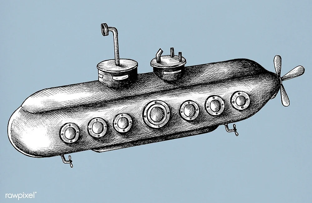 Подводная лодка Минимализм рисунок