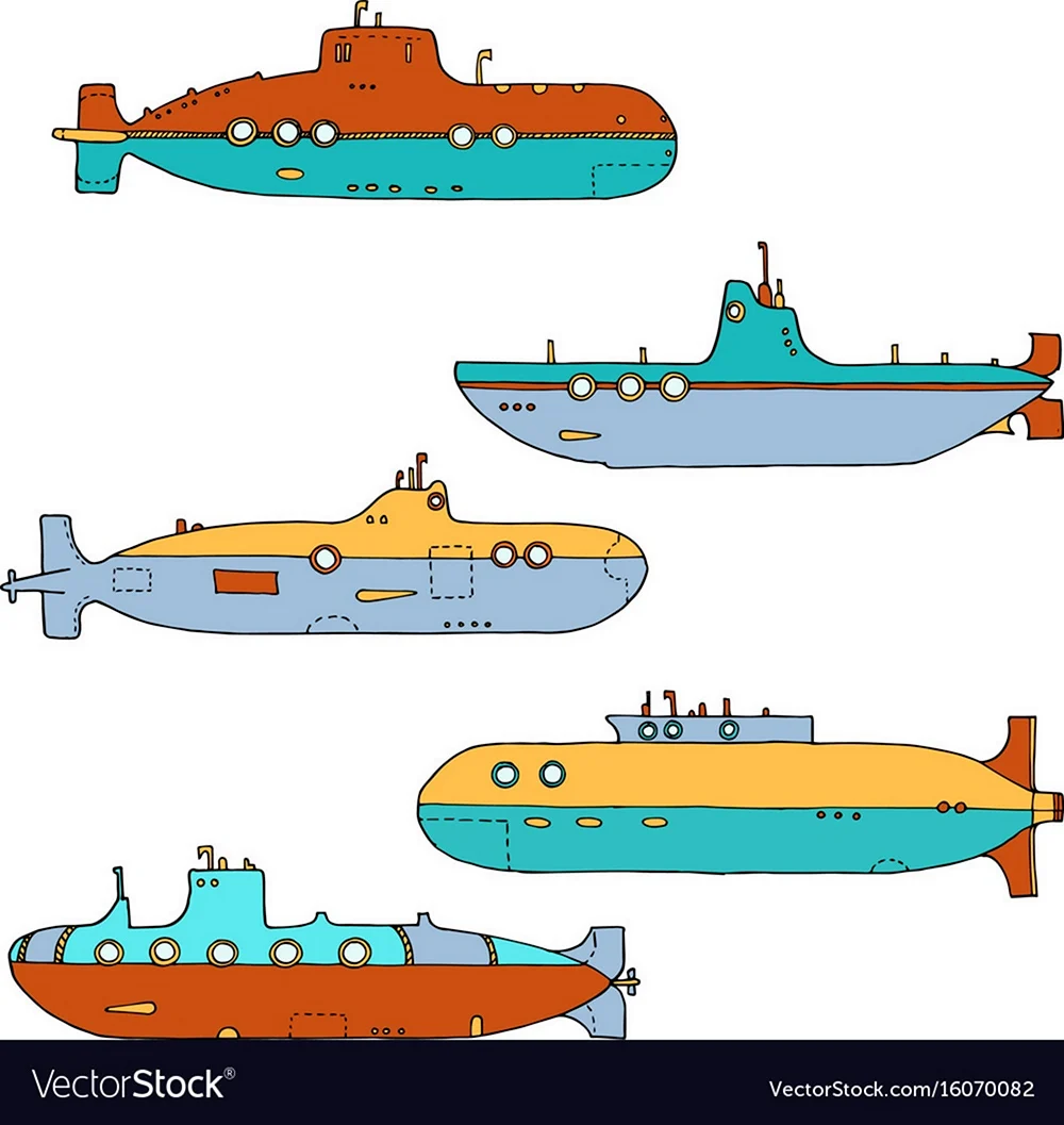 Подводная лодка пошагово для детей