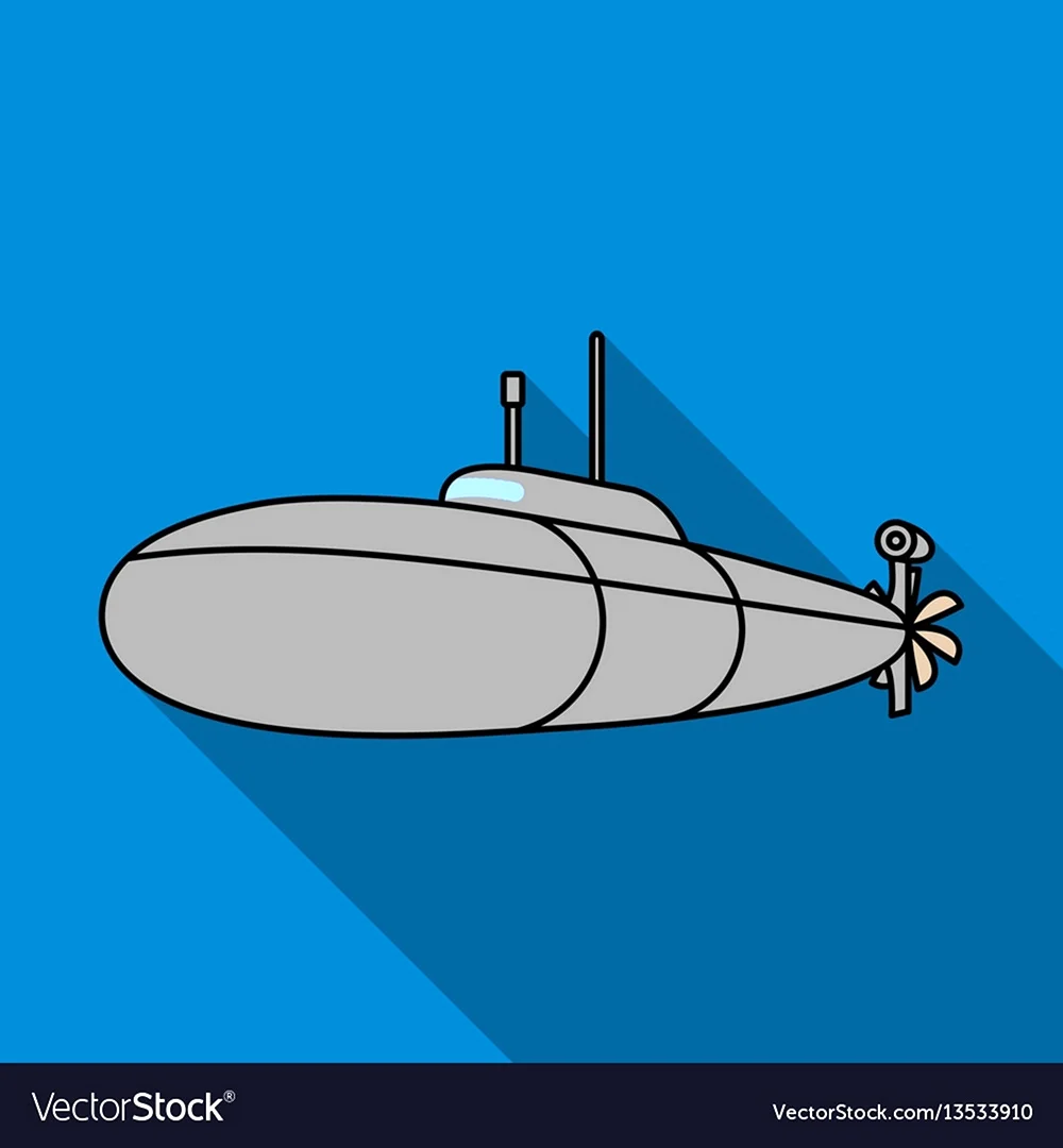 Подводная лодка в мультяшном стиле