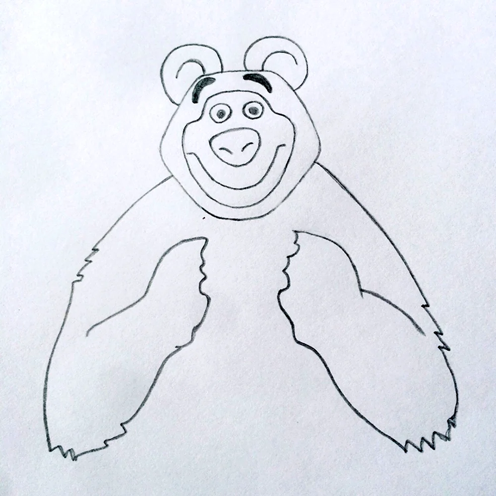 Поэтапно рисунки медведя Маша и медведь