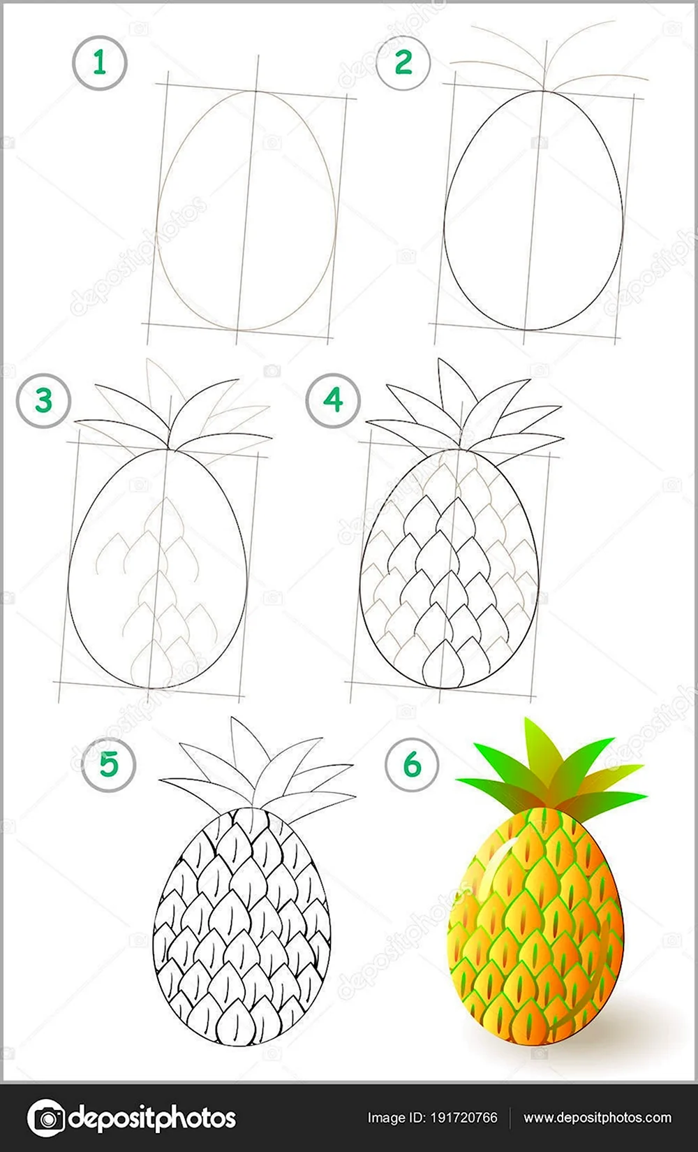 Поэтапное рисование ананаса