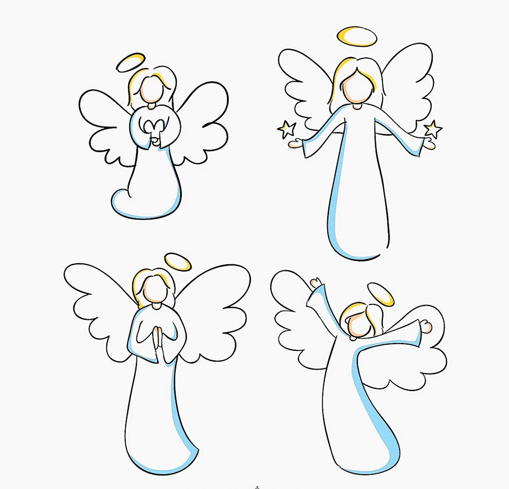 Поэтапное рисование ангела для детей