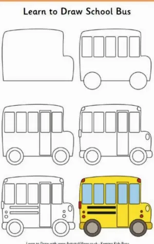 Поэтапное рисование автобуса