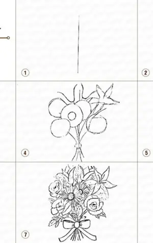Поэтапное рисование букета цветов