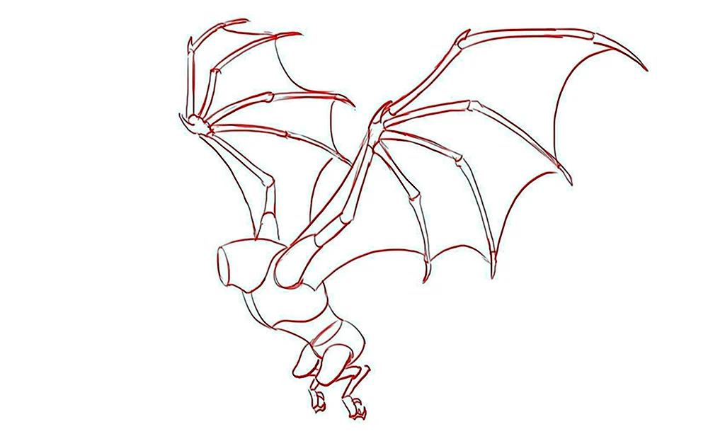 Поэтапное рисование дракона на весь лист