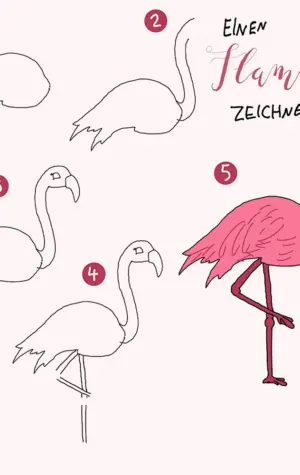 Поэтапное рисование Фламинго для детей