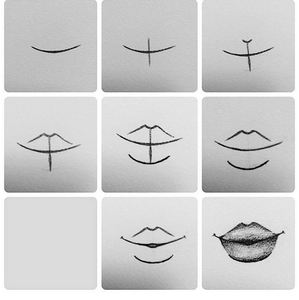 Поэтапное рисование губ