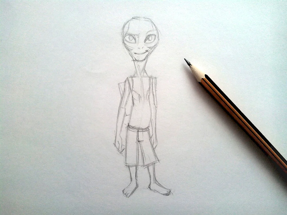 Поэтапное рисование инопланетянина