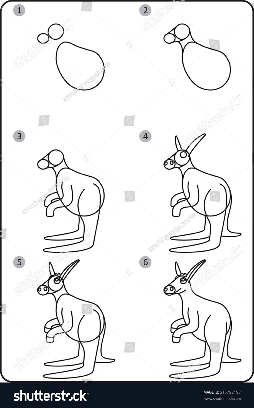 Поэтапное рисование кенгуру